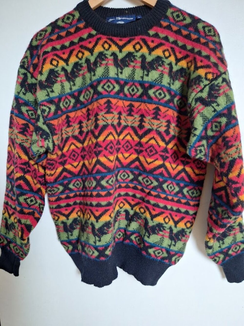 Ben Sherman 100% Pure New Wool Vintage Geometric Sweater Size L